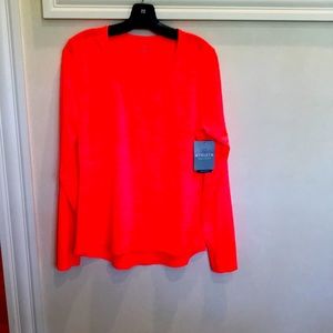 Athleta Shadow Stripe Chi Long Sleeve Size XL NWT Coral Top with thumb holes